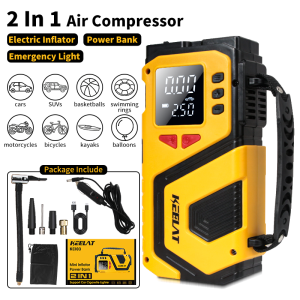 KEELAT KCES02 Car Jump Starter Portable Air Pump Air Compressor Vacuum Blower Power Bank LED Light