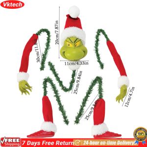 Xmas Home Decor 5PCS Grinch Themed Arm Leg Head Ornaments Holder for Holiday Celebrations