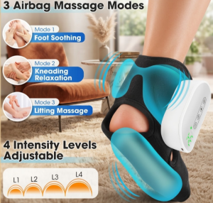 Foot & Ankle Massager Air Compression Heating Therapy Heel Arch Pain Relief Plantar Fasciitis Rechargeable