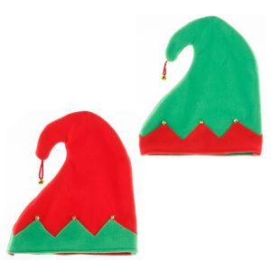 FLYING Metal Bell Ornament Elf Hat Pointed Top Design Soft Fabric Christmas Hat Classic Plush Party Costume Cap For Boys Girls