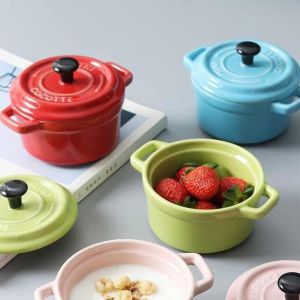 CHENJIE ป้องกันการไหม้ ชามอาหารเช้าเซรามิก หูที่ห้อย 200มล ชามครีมบรูเล่ ของใช้ในครัว ทนทานต่ออุณหภูมิสูง ชามซุปหัวหอมฝรั่งเศส ครัวเรือน