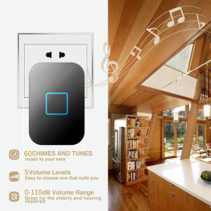 🌟Daytech Wireless Doorbell - Tanpa Bateri Kuasa Sendiri Waterproof! 150M Jarak 60 Suara Berdering 🌟