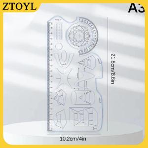 ZTOYL 1Pcs Đa Chức Năng 360 ° Di Chuyển Hình Học Vẽ Cai Trị Cho Trường Tiểu Học Toán Học Sinh Viên Xách Tay Trong Suốt 3D Phẳng