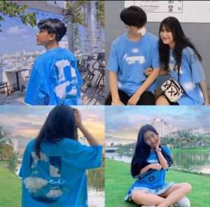 [HCM XẢ HÀNG - ĐỒNG GIÁ 19K  ]Áo Cặp - Áo thun nam nữ form rộng Hàn quốc in hình Bầu Trời Mẫu Mới dễ thương vải dày mịn đường may tỉ mỉ không phai màu không dính giặt