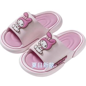2024Sanrio My Melody รองเท้าแตะเด็ก Hello  Kuromi Cinnamoroll ฤดูร้อนรองเท้าแตะสาวการ์ตูนน่ารัก Anti-Slip House รองเท้าแตะ