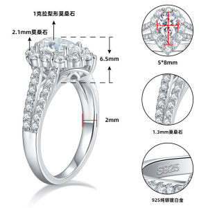แหวนหยดน้ำ Moissnaite 2ct ของแท้ผ่านการทดสอบเพชรสำหรับเครื่องประดับงานแต่งงาน S925ชุบทองคำขาว18K ผ่านการรับรองมาตรฐาน GRA
