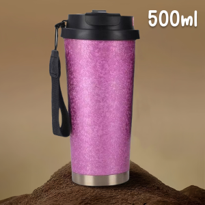 SUS316 แก้วสแตนเลสเก็บอุณหภูมิ 530ml ( 18oz ) แก้วกาแฟ มีฝาปิด มีสายคล้อง พกพาสะดวก