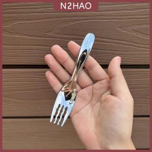 N2HAO Thép Không Gỉ Vòng Muỗng Net Màu Đỏ Vàng Bữa Ăn Tối Dài Xử Lý Khuấy Món Tráng Miệng Thìa Cho Nhà Bếp Phụ Kiện Tiện Ích