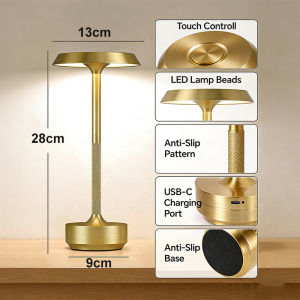LED Table Lamp USB Rechargeable Gold/Black Wireless Night Light Touch Sensor Bedroom Bar Dining Room Aluminum Desk Light2026