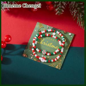 Hmeme Christmas Colorful Beads Multi Element Bracelets For Women Santa Claus Snowflake Tree Bracelet Party Jewelry