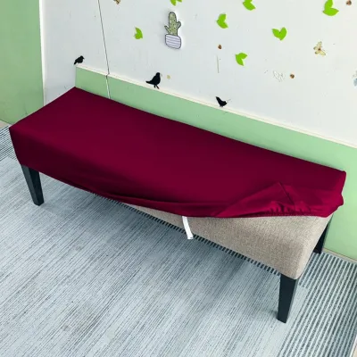 Elastic Bench Chair Cover Plain Series Long Dining Bench Cover Washable Stretch Seat Protector Piano Stool Cover