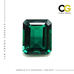 LAB GROWN EMERALD - EMERALD CUT 12X10x5MM - 5.00 CARAT TEMPAH FOR CINCIN  EMAS 916 GOLD SILVER RING