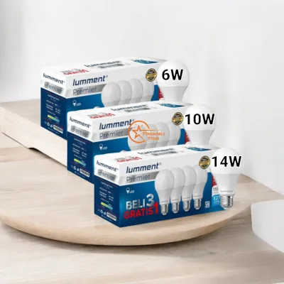 Lampu LED LUMMENT Premier MultiPack Beli 3 Gratis 1 6W 10W 14 Watt - Cahaya Putih