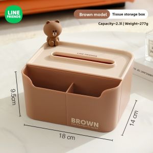 100% Authentic Line Friends Tissue Storage Box Holder Desktop Wide-mouth Waterproof Moisture-proof Multipurpose Home Organizer Toilet LFB148/LFB161