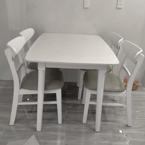 Bộ bàn ăn 4 ghế mango bàn ăn gỗ bàn ăn cơm - bảo hành 12 tháng