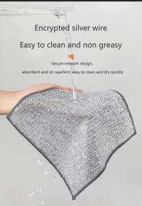 ผ้าเช็ดจานลวดเหล็กมหัศจรรย์สำหรับครัว / ผ้าเช็ดจานป้องกันรอยขีดข่วนลวดเงิน ผ้าทําความสะอาด เมจิก ครัว ผ้าขนหนูล้างจาน ลวดโลหะ ลวดทําความสะอาดเศษผ้า ไม่ติดไขมัน ขนาด