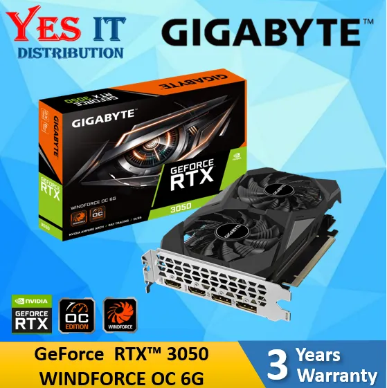 GIGABYTE GEFORCE RTX3050 WINDFORCE OC 6G / RTX 3050 EAGLE OC 6GB / GEFORCE RTX 3050 EAGLE OC 8GB GDDR6 GRAPHIC CARD ( GV-N3050EAGLE OC-6GD ) ( GV-N3050EAGLE OC-8GD ) ( GV-N3050WF2OC-6GD ) RTX3050