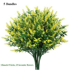 YIYIUR 5 Bundles 5 Heads Artificial Lavender Flowers 7 Colors 36cm Fake Flowers High Quality Outdoors Garden Lavender Flowers Wedding Decor