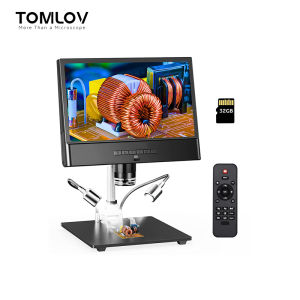 TOMLOV DM12 10 Inch Digital Microscope 1080P 1000X Video Microscope with Metal StandRemote Control32GB SD Card10 LED Fill Lights Helping to Identify SMD Components And Precision Soldering