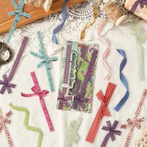 GORGE 20pcs Floral Pattern Vintage Lace Stickers DIY Craft Wear-Resistant PET Stickers Kawaii Long Strip Design Decor Decals for Stationery Decoration