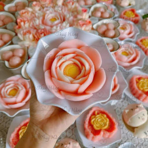 Dĩa nhựa hình hoa cánh bèo 16.5 cm x cao 3.8 cm dùng để đựng thức ăn đựng xôi chè bày mâm cúng sang trọng đẹp mắt