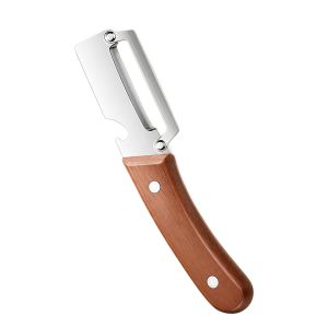 2-In-1 Multi Functional Peeler With Bottle Opener Stainless Steel Wooden Handle For Kitchen Use