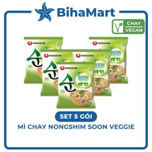 [SET 5 GÓI] - NONGSHIM - Mì chay Nongshim Soon Veggie Mì Nongshim chay Mì chay Soon Veggie Mì chay Hàn Quốc (112g/gói)