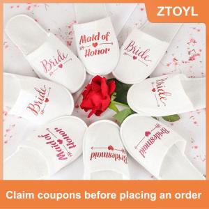 【ZTOYL】 1Pair Bride Wedding Decoration Bridesmaid Party Slippers Ladies Party Supplies