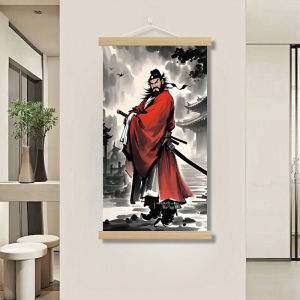 Chinese Figure Hanging Scroll Wall Art Decor Solid Wood Frame Canvas Print Sizes 30x60 to 60x120cm for Daily Use Great as a Gift
