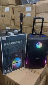 BTS-1808 Trolley Rechargeable Wireless FM Audio Speaker Portable Radio With Microphone Speaker