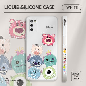 Hontinga Casing Case For Samsung Galaxy A32 4G 5G Case Cartoon Monster Stitch Design Square Original Liquid Soft Silicone Edge Pattern Rubber Case Full Cover Camera Protection Cases Back Phone Casing Softcase For Boys