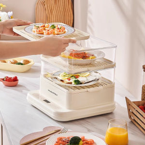 [QUÀ TẶNG DAO BÀO] Nồi hấp điện đa năng 24L dung tích lớn chống thấm nước đa năng tiện dụng công suất 800w nồi hấp 3 tầng hấp gà nguyên con