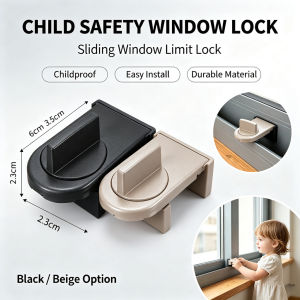 Child Safety Window Lock Sliding Window Limit Lock Anti-fall Security Lock for Kids Black Beige