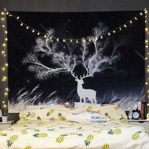 200*150cm ผ้าแขวนตกแต่ง + 600cm ไฟดาว ผ้าแขวนผนัง ลายอวกาศ สําหรับตกแต่งห้อง ผ้าพื้นหลัง