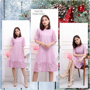 Dress Chrismast Brokat Mutiara Gaun Pesta Wanita Karir Dress Binka Remaja