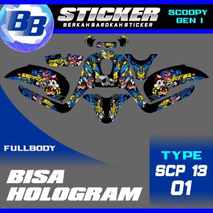 Decal Scoopy BISA HOLOGRAM Full Body Full Blok Dekal Sticker Scoopy FI 2013 2014 2015 2016 Scp 13