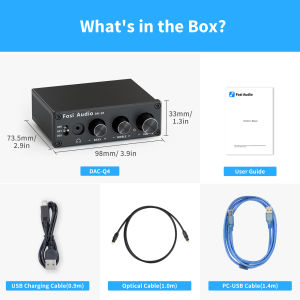 Fosi Audio Q4 Mini Stereo USB Gaming DAC & Headphone Amplifier Audio Converter Adapter for Home/Desktop Powered/Active Speakers
