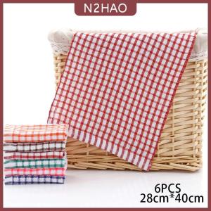 N2HAO 6 chiếc khăn nhà bếp bằng cotton Khăn lau bát đĩa thấm nước dụng cụ vệ sinh nhà bếp