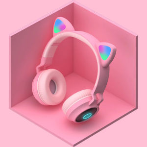 🎉𝐒𝐆 𝐋𝐨𝐜𝐚𝐥🎉Cute Cat Headphones Bluetooth 5.0 Earphone Foldable On-Ear Wireless Headset LED Light Volume Control Stereo