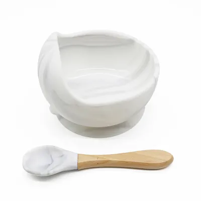 [SG SELLER]1 Set Baby Bowl Food Grade Silicone Bowls & Spoon (Comes with Box) BLW Feeding Bowls Handle High Temperature