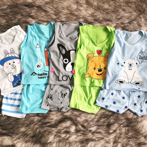 Bộ cotton cho bé Bộ ba lỗ cho bé trai và bé gái 2 chiều hình thú ngộ nghĩnh cho bé 4-15kg chất thông thoáng co giãn BBShine BVN033