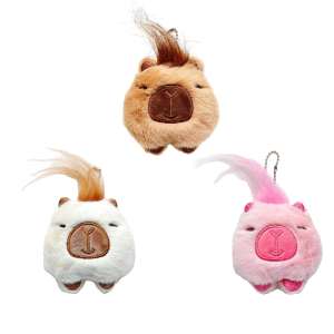 Adorable Capybara Plush Keychain with Squeaky Sound for Bags and Keys Squeaky Animal Keyring Ornament Phone Decoration
