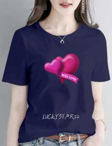 (COD)KAOS ATASAN MOTIF LOVE/COTTON COMBED WANITA