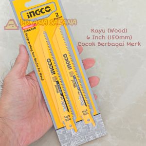 Mata Gergaji Reciprocating Kayu Set INGCO SSB644D Sabre Saw Blade Wood