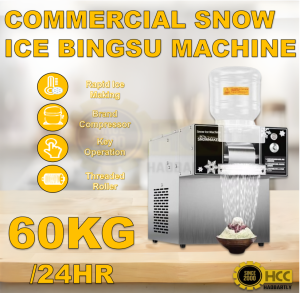 60kg/24h Commercial Snowflake Ice Machine Bingsu Maker Shaved Ice Machine Heavy Duty with free 1kg Premix Flavored Powder