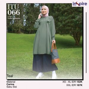 Tunik Muslimah Zaffa Square INSPIRE Itu 066 Poliester Elegan dengan Kerah Polo - Multisize XS-XXL