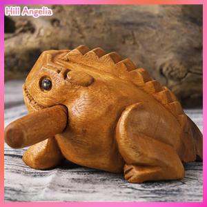 [Hill Angelia] Lucky Thailand Wood Thailand Traditional Craft Wooden Lucky Croaking Musical Instrument Home Office Desk Decor Lucky Frog Crafts
