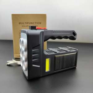 High-power LED flashlight Waterproof USB rechargeable flashlight Spotlight Built-in battery Outdoor solar-powered flashlight Emergency lighting flashlight