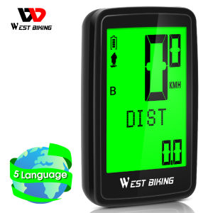 WEST BIKING USB Rechargeable Bicycle Computer Waterproof Wireless Cycling Odometer 5 Languages MTB Road Bike Speedometer Stopwatch Backlight Bicycle Accessories
