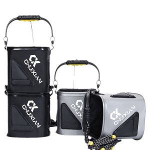 SERAPHYXO Dày EVA Xô câu cá Có thể gập lại Có dây/tay cầm Thùng Đựng Mồi Câu Cá Di động Không thấm nước Thùng cá sống Phụ Kiện Câu Cá